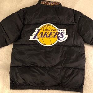 starter lakers puffer jacket